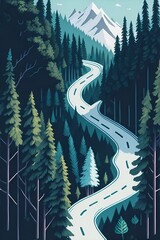 Wall Mural - Road in the highland forest