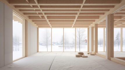 Wall Mural - Interior view of wooden house 