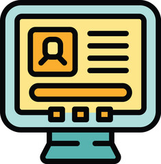 Sticker - Website login icon outline vector. Account form. Web page color flat
