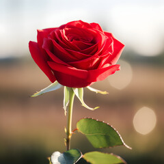 Close up of single red rose