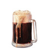 Watercolor illustration of root beer mug with foam, isolated on white background.
