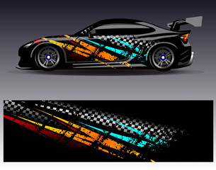 Wall Mural - Graphic abstract stripe racing background designs for vehicle, rally, race, adventure and car racing livery