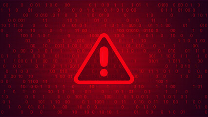 High-Tech Intrigue: Warning Abstract Red Background Infused with Binary Code Numbers. Conceptual Visual Representing Data Breaches, Malware Incidents, Cyber Attacks, and Hacking Threats