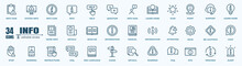 Vector Set Of Information Line Icons. Contains Icons Instructions, A Privacy Policy, An Info Center, Manual, Rule, Guide, Reference, Help And More. 
