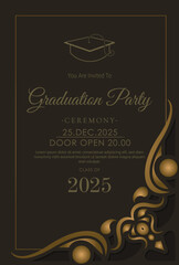 Elegant graduation invitation template with ornament