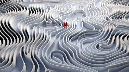 A couple of people standing on top of a white surface. Generative AI image.