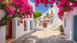 Fototapeta Uliczki - Immerse yourself in the Mediterranean's timeless charm with this mesmerizing image. Charming coastal villages nestled along the shoreline exude a sense of serenity and cultural richness. White-washed