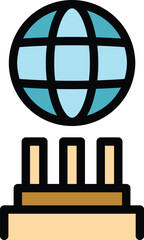 Poster - Global fiber icon outline vector. Internet network. Speed fiber color flat