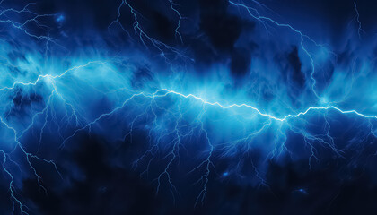 Wall Mural - lightning strike on a black background, in the style of azure, electric fantasy