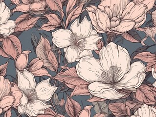 Sticker - pink flowers pattern seamles background