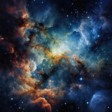 Fototapeta Na sufit - Amidst the ebon sea, enigmatic nebulae lurk