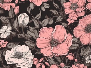 Sticker - pink flowers pattern seamles background