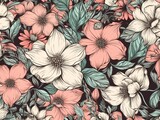 Fototapeta Kwiaty - pink flowers pattern seamles background