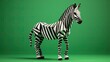  a zebra made out of paper standing on a green background.  generative ai