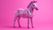  a zebra made out of paper on a pink background with a pink background.  generative ai