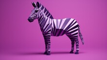  A Zebra Standing On A Purple Background With A Pink Background.  Generative Ai