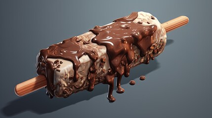 Wall Mural -  an ice cream sundae with chocolate drizzled on it.  generative ai