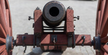 Barrel Of Medieval Cannon Viewed From Front.