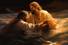 Miraculous Night: Jesus Rescues Peter On The Lake