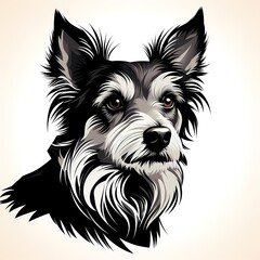 Poster - Close up of dog's face on white background.