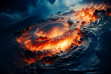 Canvas Print - Image of large wave in the ocean with lot of fire.