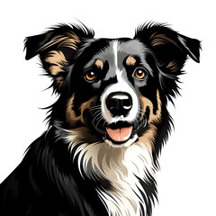 Poster - Close up of dog's face on white background.