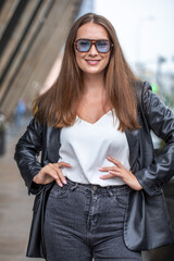 Wall Mural - Portrait of a young beautiful brunette woman