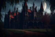 A Gothic Victorian Vampire Manor Castle - AI Generative