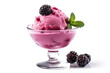 Blackberry ice cream with blackberry fruit isolated on white background