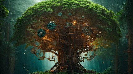 mechanical tree with gears