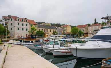 The port in the historic village of Sumartin on Brac Island, Croatia