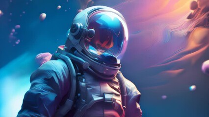 Wall Mural - A man in a space suit and helmet, ready for an intergalactic adventure. Generative ai