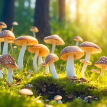 Mushrooms In The Forest