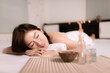 © reewungjunerr - Asians beautiful woman sleep  spa and relax massage,Time of relax after tired from hard work,Thailand people
