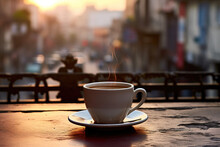  Early Morning Coffee On A Bustling City Terrace