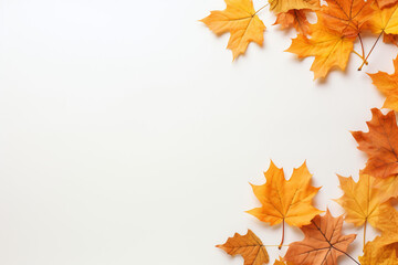 autumn simple background with a fallen colorful leaves. ai generated