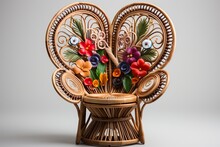 An Exceptional Rattan Peacock-style Chair Exudes Unrivaled Style And Individuality. Unique Model Of Natural Peacock Rattan Wicker Chair.