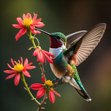 Hummingbird And Flower
