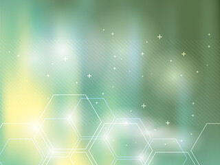 green abstract background technology with hexagonal shapes. bright background and vibrant color.