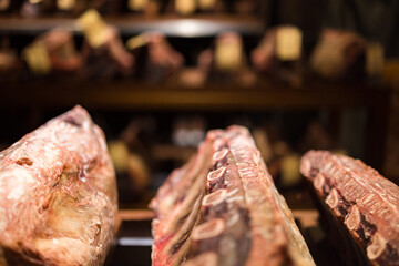 Sticker - Dry aging cabinet with beef meat in cold storage