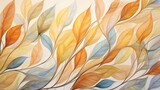 Fototapeta Kwiaty -  a painting of a branch with leaves painted on it's side.  generative ai