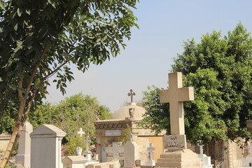 Tombs in the cemetery of Greek orthodox in Old Cairo in Egypt