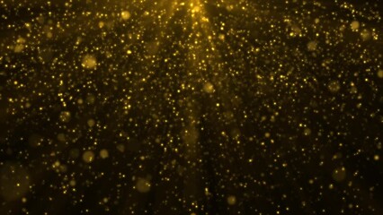 Wall Mural - Abstract background animation with glittering shiny gold particles and shimmering light rays. This luxury sparkling golden motion background animation is full HD and a seamless loop.