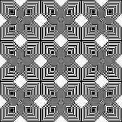 Fototapete - Abstract monochrome black and white square tiles pattern background.