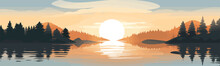 Sunrise Lake Vector Flat Minimalistic Isolated Illustration