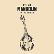 Retro Mandolin Music Instrument Vector Stock Illustration