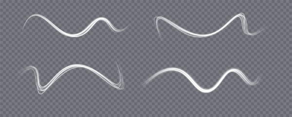 Wall Mural - Luminous white lines png of speed. Light glowing effect. Abstract motion lines.