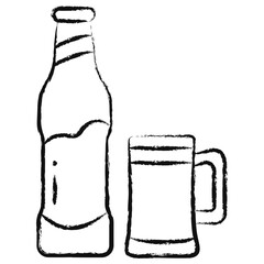 Poster - Hand drawn Beer Glass and Bottle icon