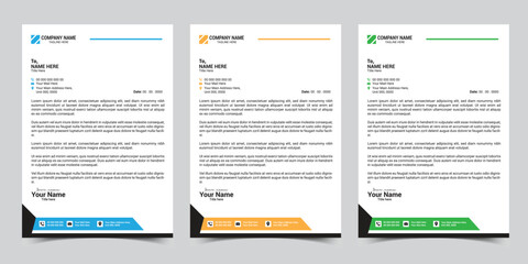 Wall Mural - Corporate business letterhead design template with color variation bundle. Print-ready vector design