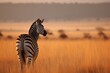 Lone zebra on the savannah, surrounded by wildlife., generative IA